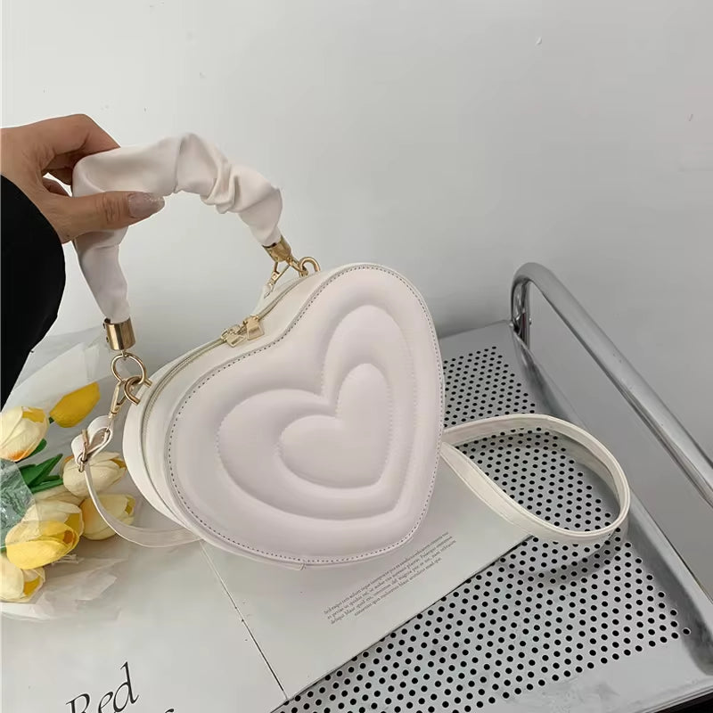 Fashion Love Heart Shape Shoulder Bag Small Handbags Designer Crossbody Bags for Women Solid Pu Leather Top Handle Bag